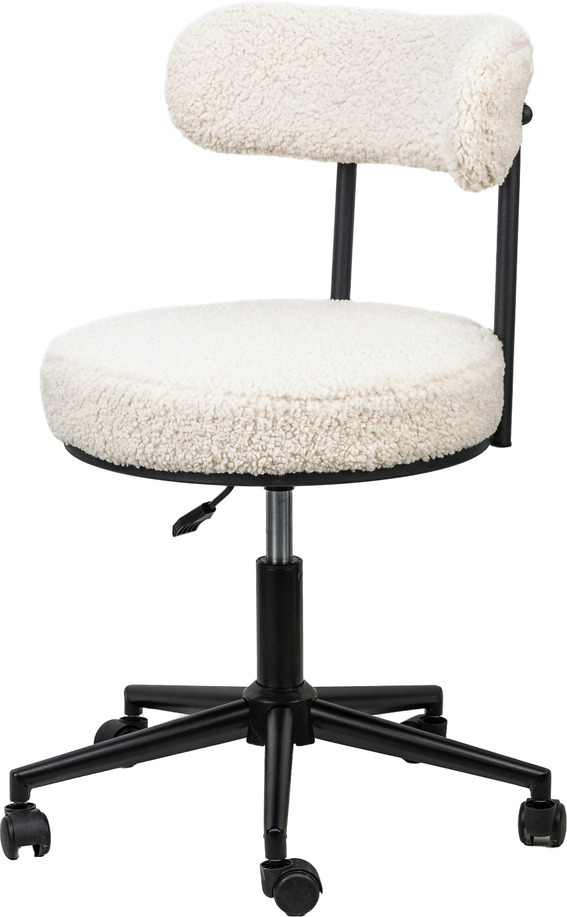 Kontorstol Nordlys Furniture Offlars Hvid Boucle Højdejusterbar Ergonomisk Arbejdsstol Med Sort Nylonstel Og Hjul  3760351893016