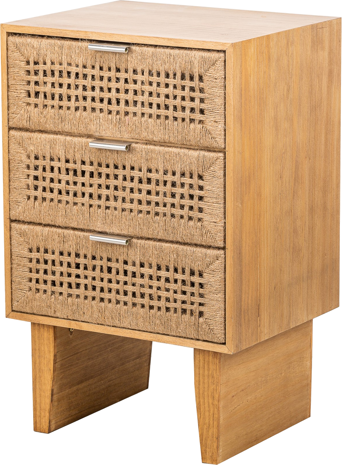 Sengebord Nordlys Furniture Merida  -  Natbord Sidebord I Natur Med Håndflettet Reb  3 Skuffer  -  71?45?36 Cm  3760351892477