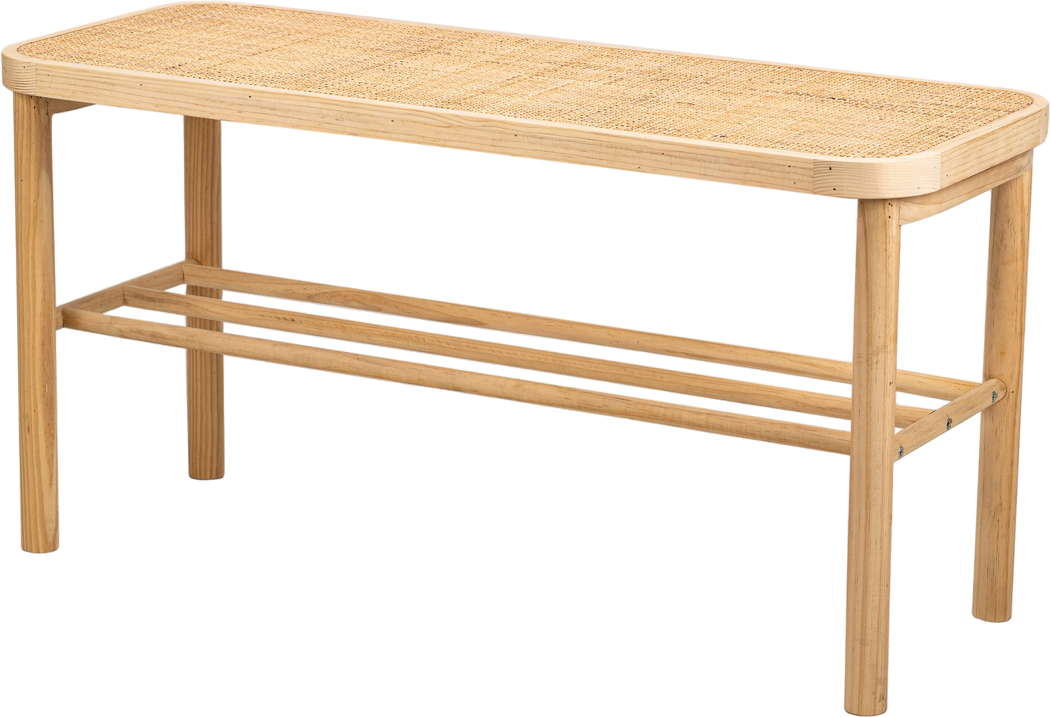 Entr?bænk Nordlys Furniture Asugi Beige Rattanflet Med Opbevaringshylde 90?35?52 Cm Fsc-træ  3760351891340