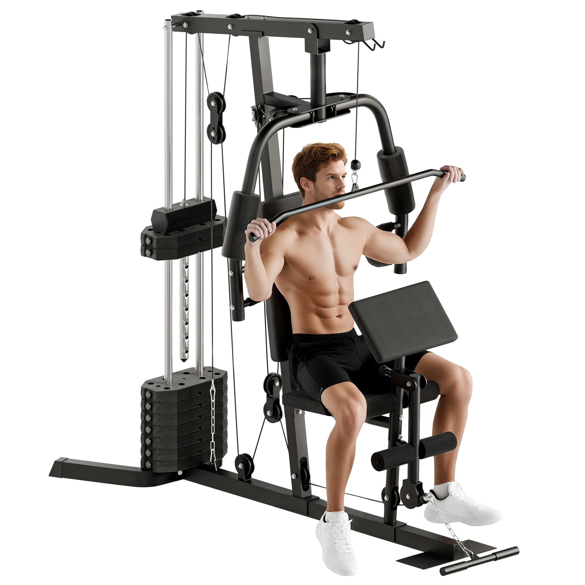 Kraftværk Med 45 Kg Vægtblok 180 X 108 X 200 Cm Stål Sort  4251774963152