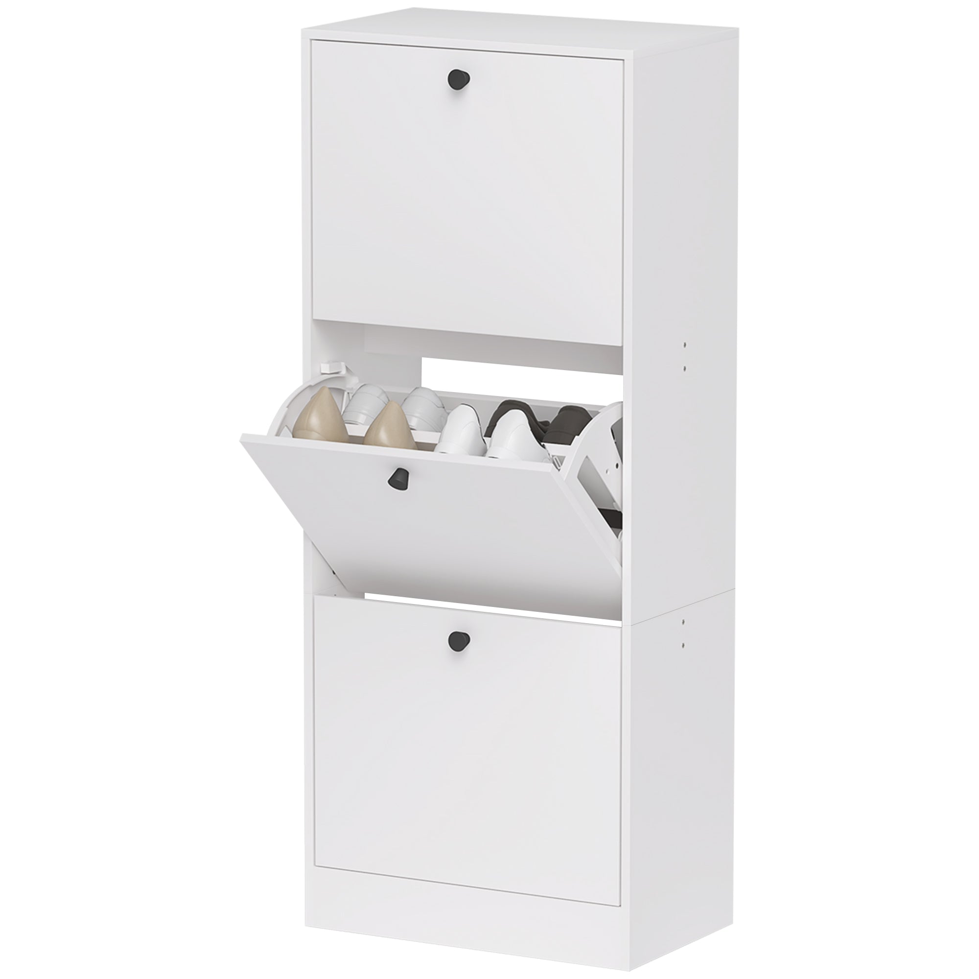 Elegant skoskab med justerbare hylder - Hvid opbevaring