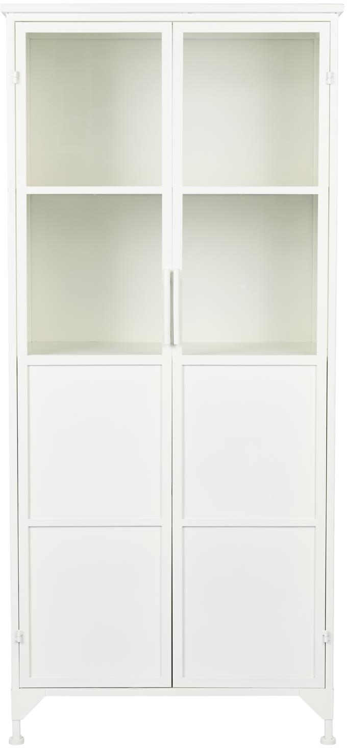 Vitrineskab Studio White Miya H150xb35xd68 Offwhite Pulverlakeret Jern Med Glas- Og Massive Døre  8718548068636