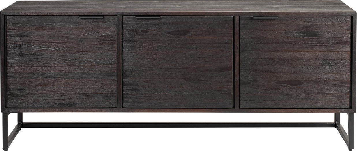 Skænk Studio White Webster 140 X 35 X 55 Cm Askegrå Teak Med Metalben  -  Elegant Opbevaring Med Tre Døre Genanvendt Teaktræ  8718548082267