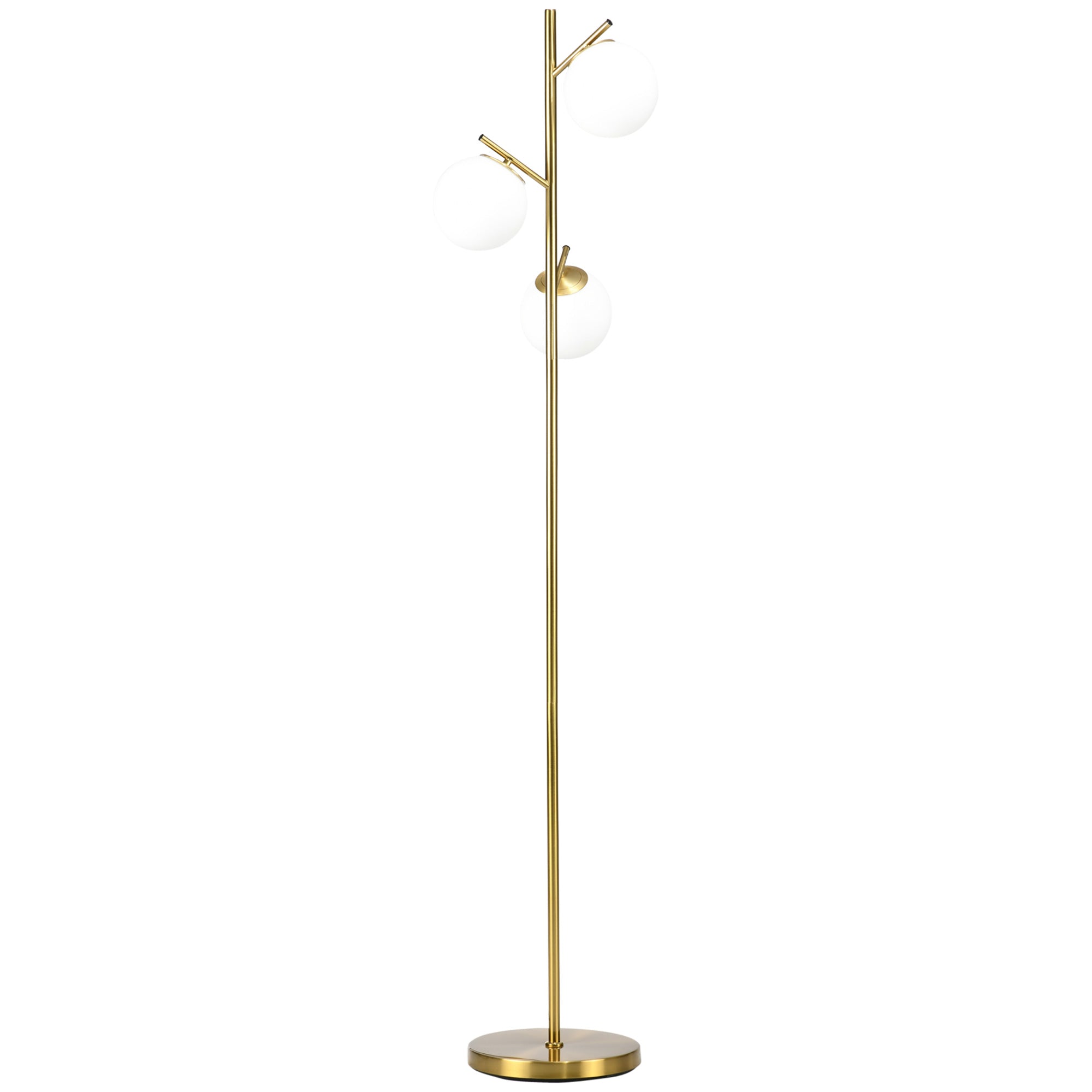 Retro Gulvlampe med 3 Glas Skærme i Guld - Stilfuldt Design