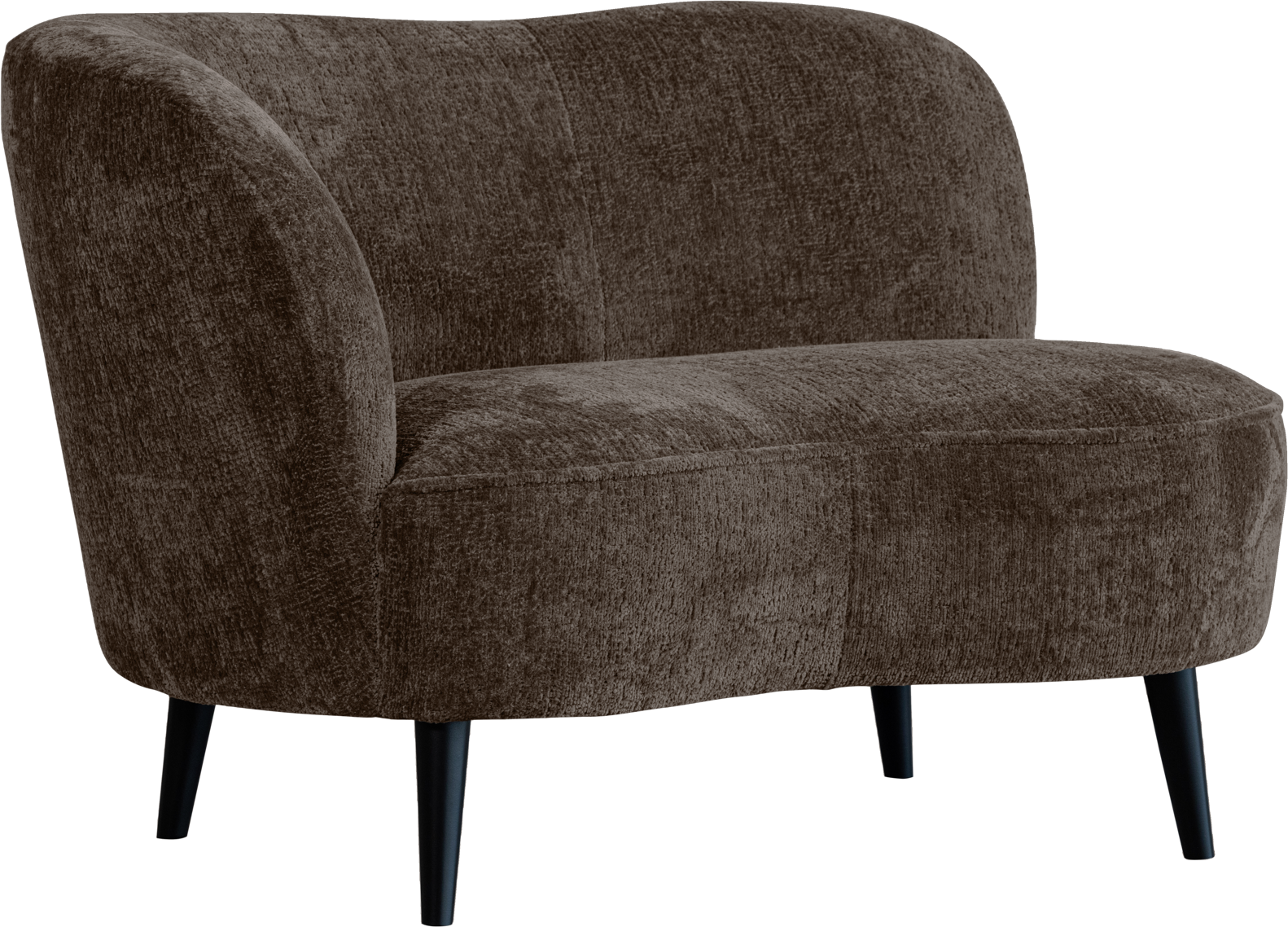 Lænesofa Woood Sara Venstrevendt Fløjl Gråbrun Moderne Boheme Elegance Med Runde Træben  8714713185283