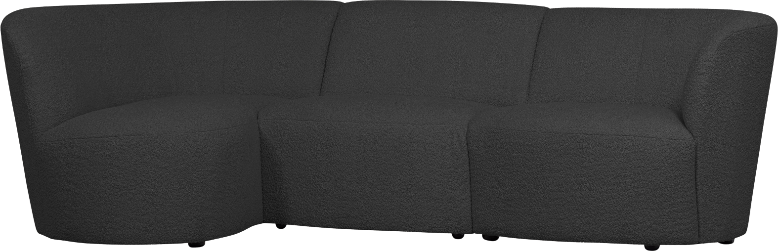 3-personers Sofa Venstrevendt Chaiselong Woood Coco Boucl? Mørkegrå 230x138x70 Cm  8714713198849