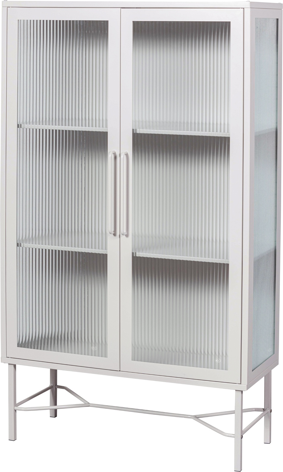 Vitrineskab Woood Collection Zion Sandfarvet Stål H150xb85xd35 Cm Med Ribbede Glasdøre  8714713190669