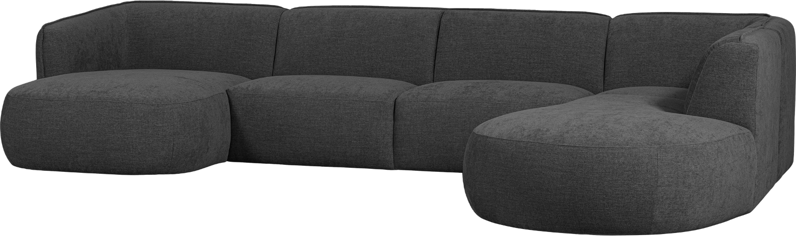 Hjørnesofa Højrevendt Woood Polly Grå 353x245 Cm Vævet Polyester Organisk Design  8714713185665