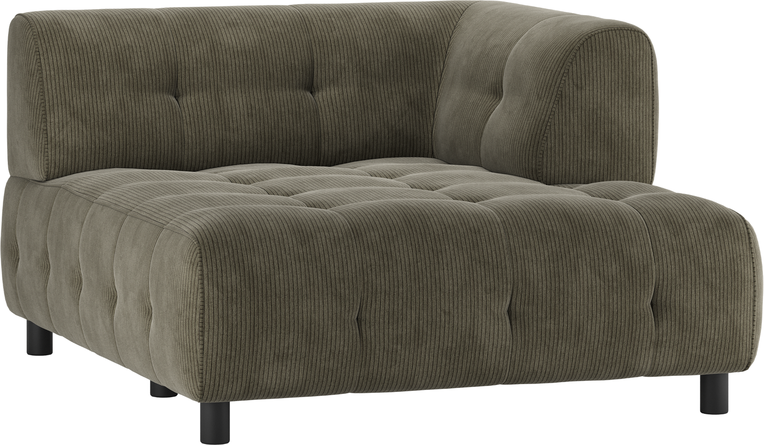 Modulær Sofa Woood Louis 15 Chaiselong Med Højre Armlæn Grøn Fløjl  8714713195336