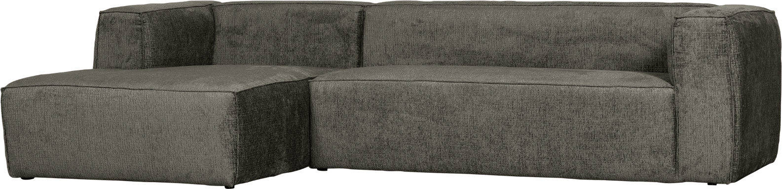 Hjørnesofa Venstrevendt Woood Bean Mørkegrå Velour Sofa Med Chaiselong  8714713189953