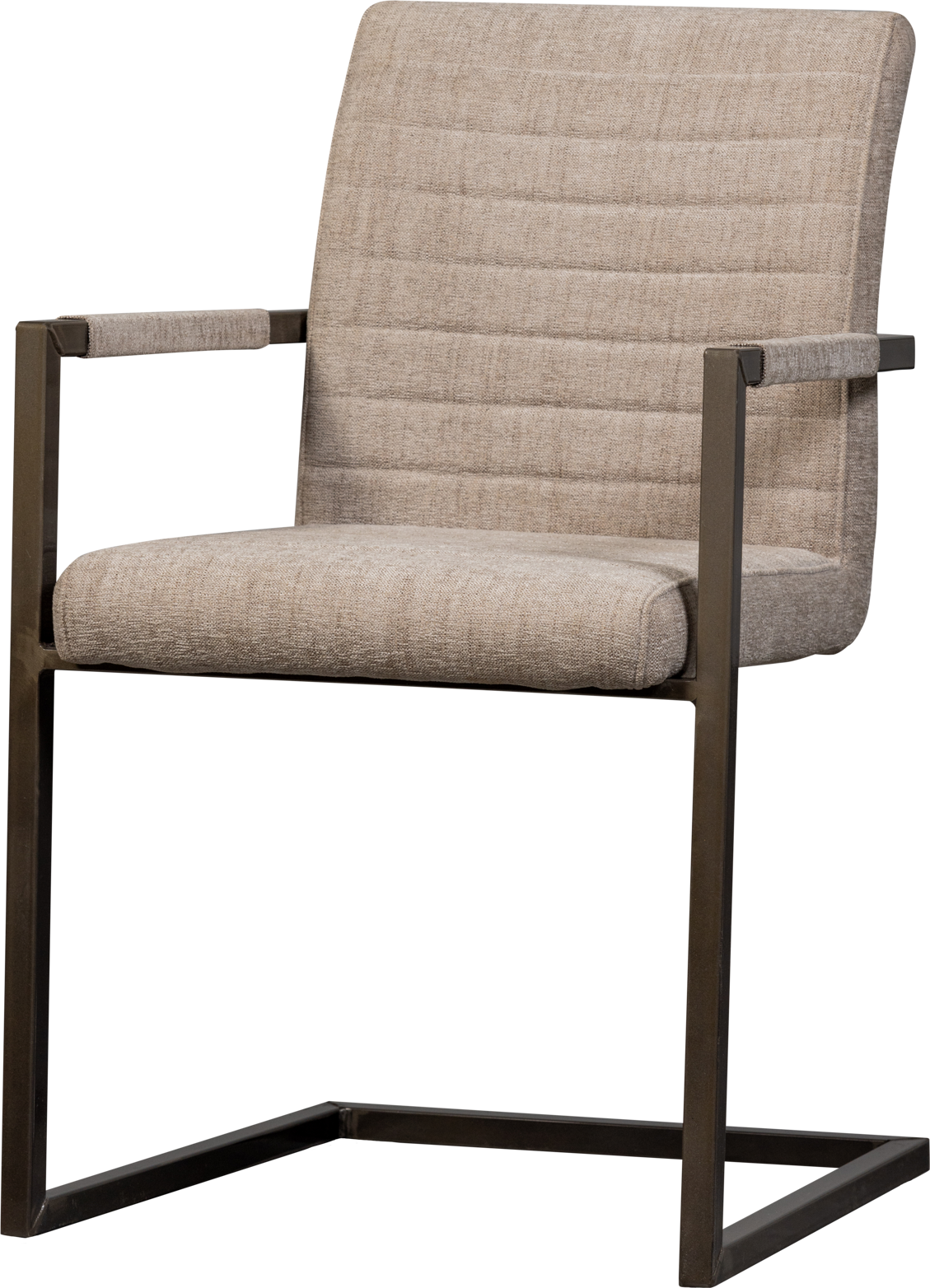 Spisebordsstol Woood Bas  -  Sand Vintage Pu-læder Ribbet Sort Metalramme H87xb54xd62 Cm  8714713201952