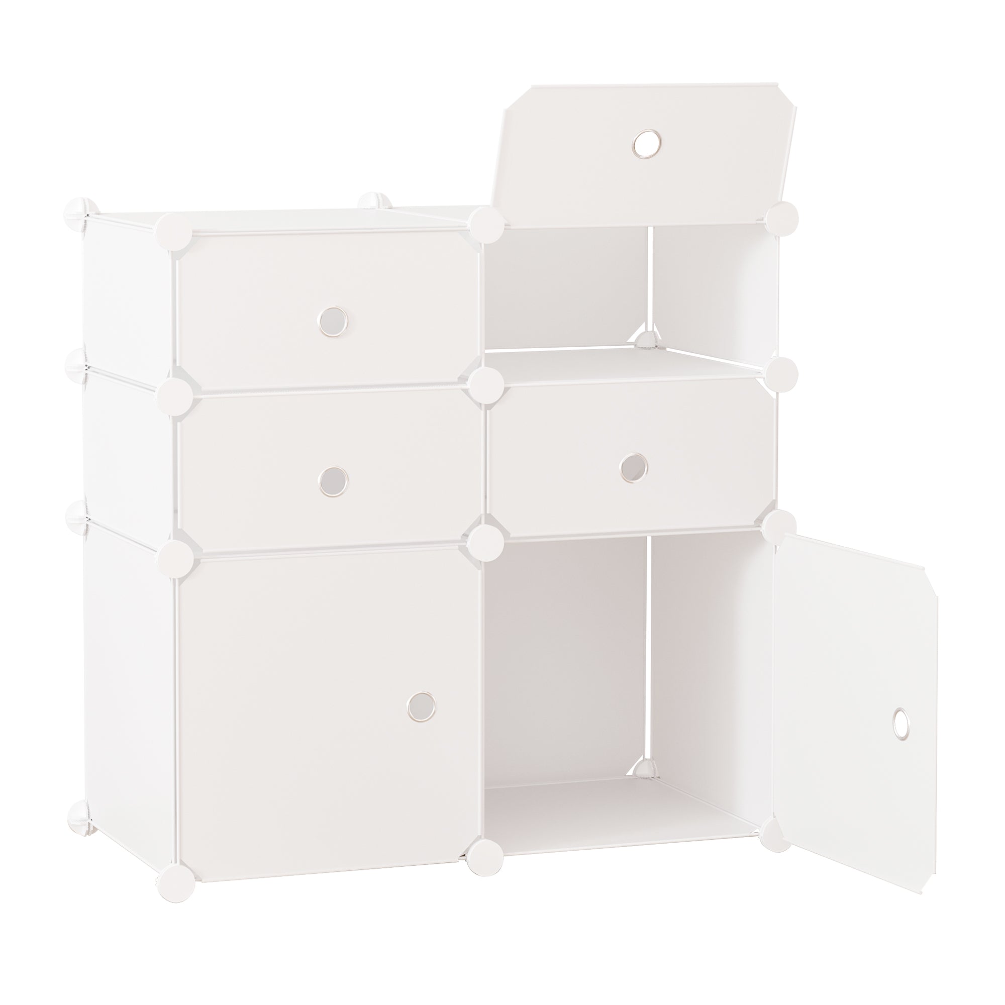 Skoskab Hylde Med Opbevaringsbokse Garderobe Plast Stål Hvid 75 X 37 X 73 Cm  4250871287482