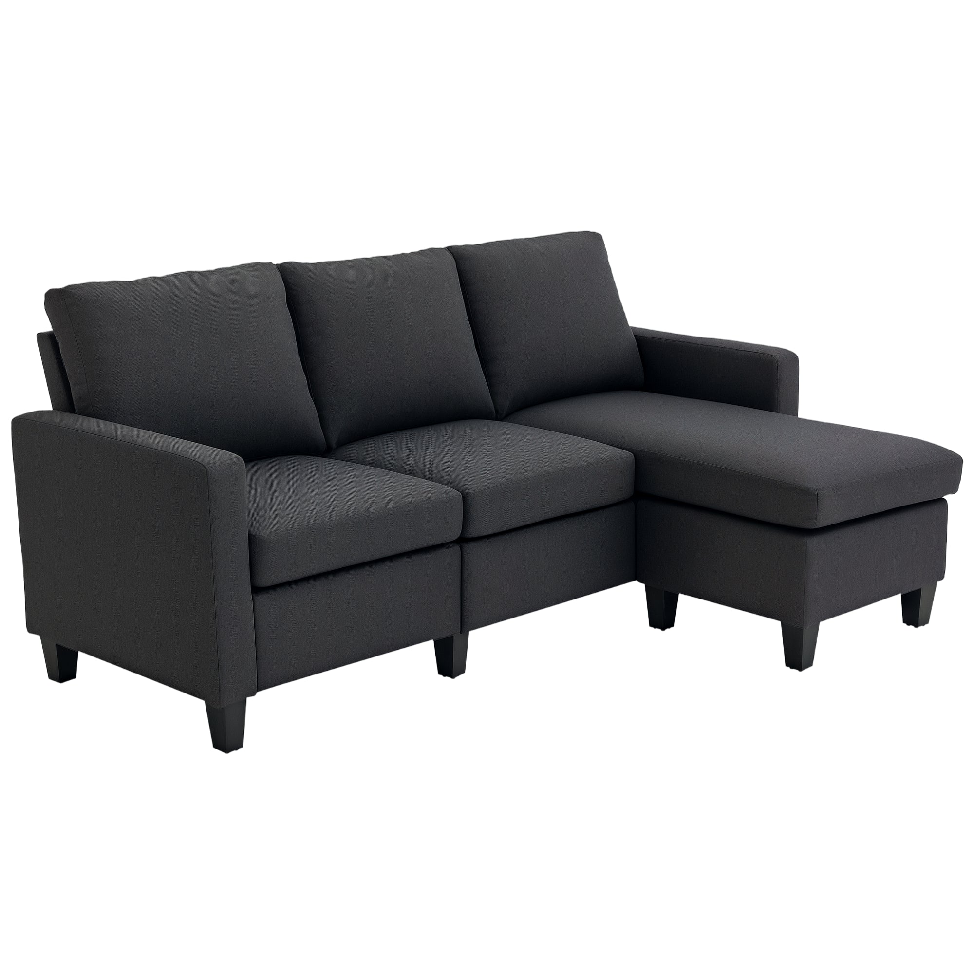 Hjørnesofa Med Sovefunktion 3-personers Sofa Og Hynder Hjørnesofa L-formet Sofa Til Stue Soveværelse 197 X 139 X 91 Cm Hør Mørkegrå  4251774982061