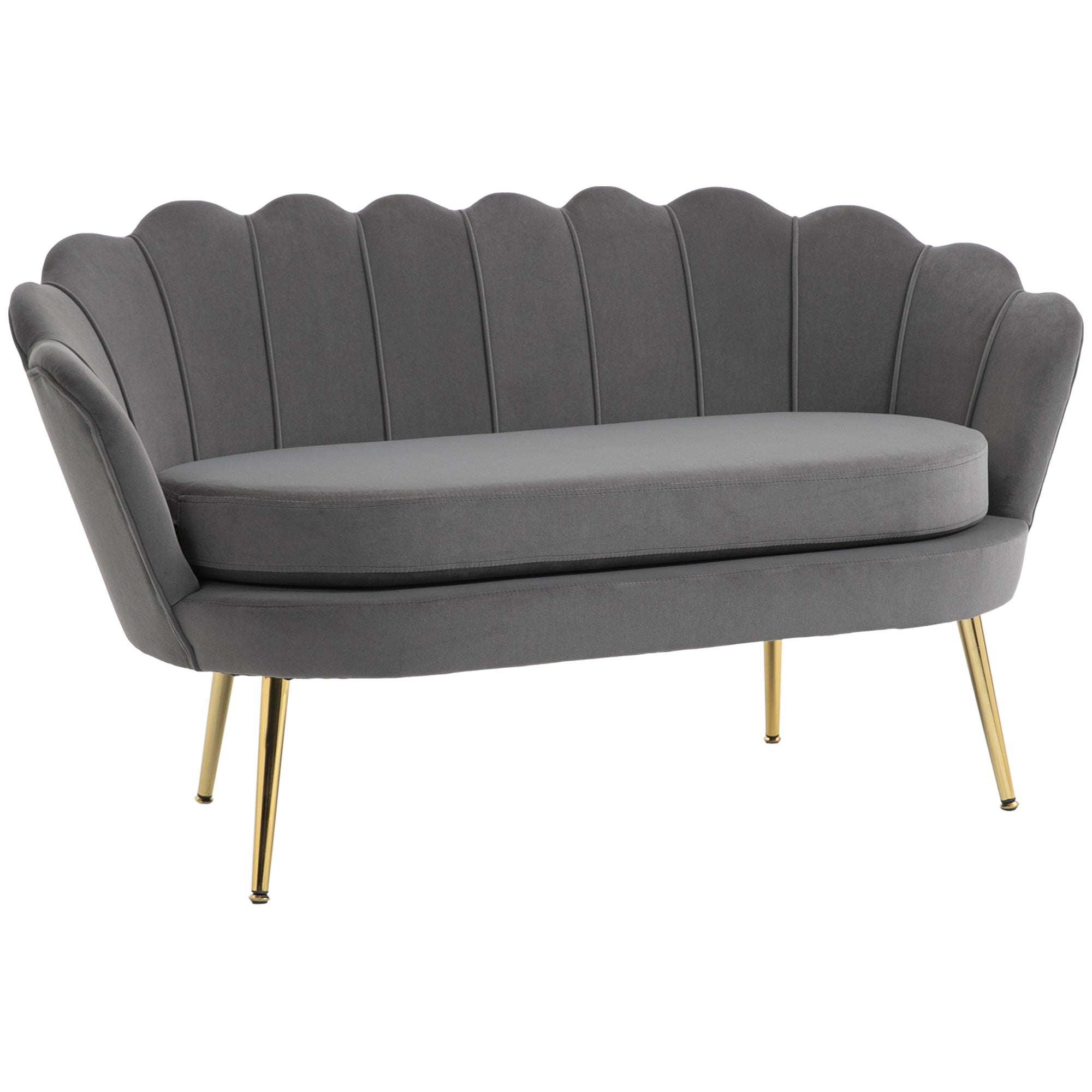 2-personers Loungesofa Med Bløde Og Generøse Hynder Polstret Sofa Siddemøbler Polstrede Møbler Designersofa Elegant Fløjl Polyester Grå 133 X 63 X 75 Cm  4251774912297