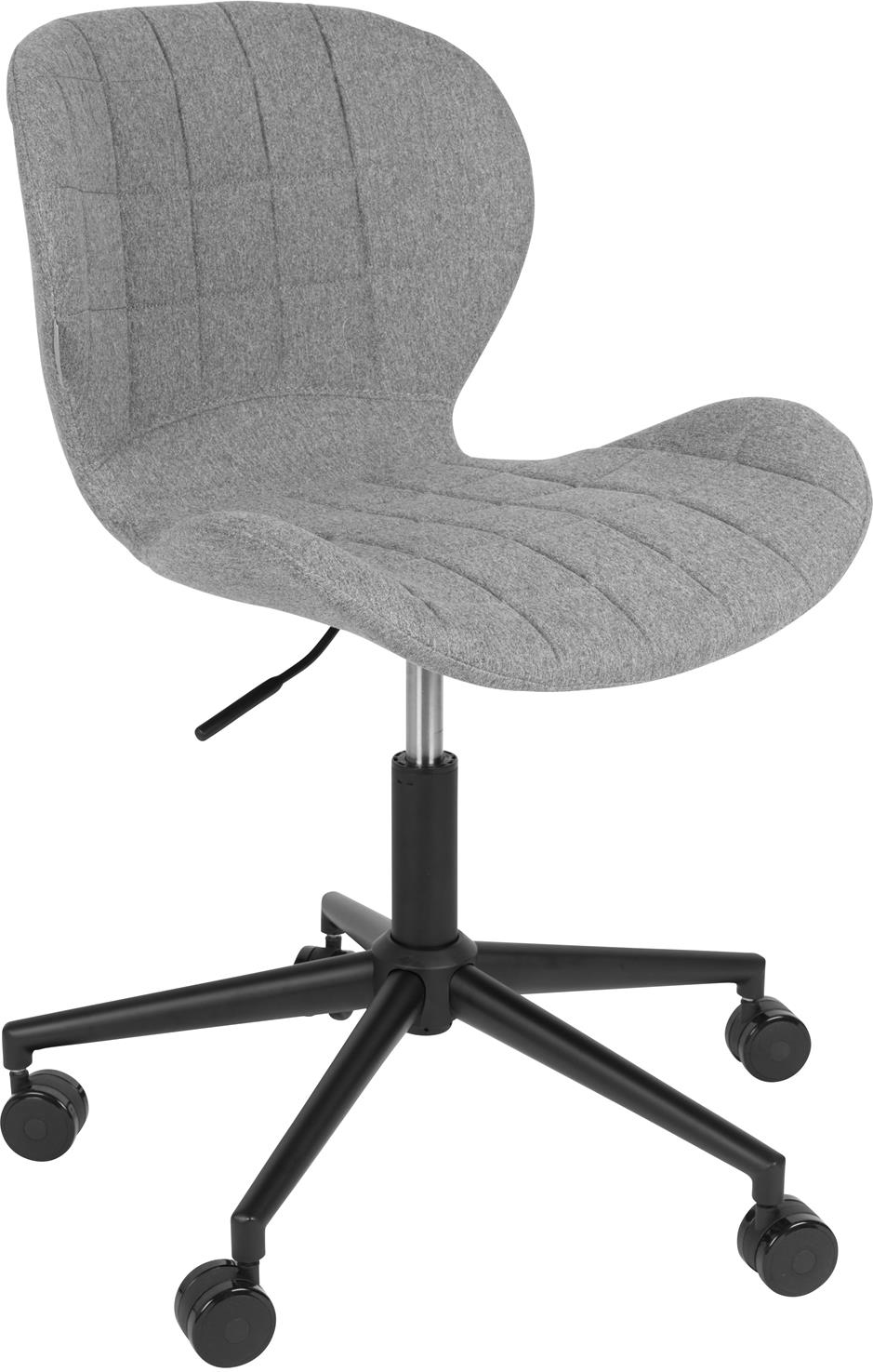 Kontorstol Zuiver Omg Grå Polstret Polyester Med Justerbar Højde Hjul Og Sort Jernramme  8718548019294