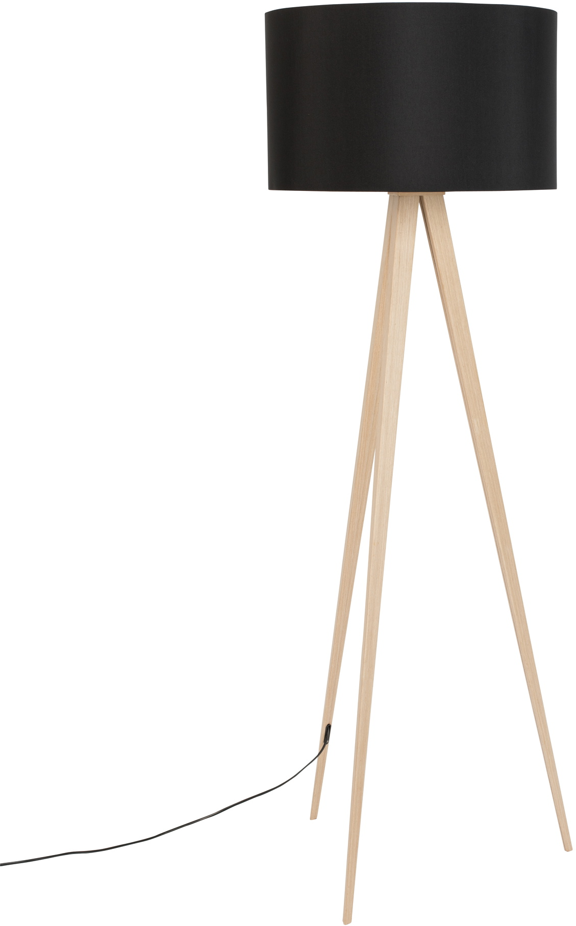 Gulvlampe Zuiver Tripod Antracit H151 ø50 Cm I Metal  Egetræsfiner Moderne Stuebelysning  8718548005846