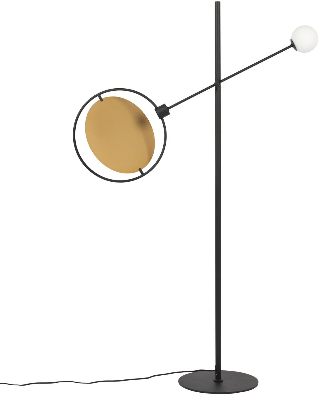 Gulvlampe Zuiver Sirius  -  Mørk Sandfarvet Jern Glas Skærm Drejelig  Vipbar 2 Lyskilder Indbygget Dæmper  8718548066625