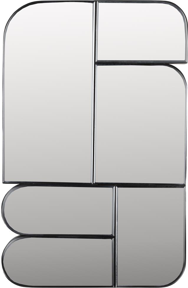 Vægspejl Zuiver Glamour Rektangulært 70x45 Cm Sort Jernramme Med Seks Facetterede Sektioner  8718548087934