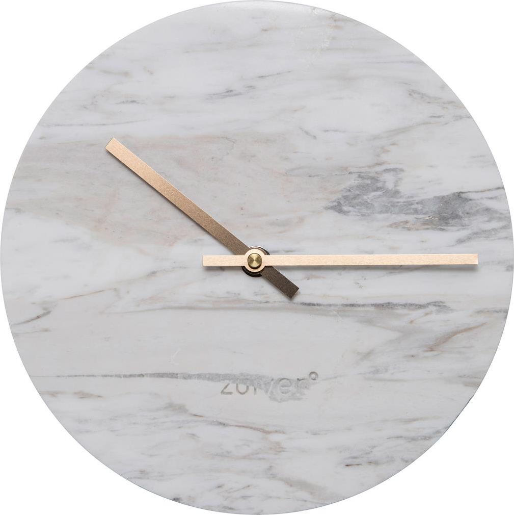 Vægur Zuiver Time I Massiv Marmor ø25 Cm Sølv Med Guldfarvede Visere  8718548023475