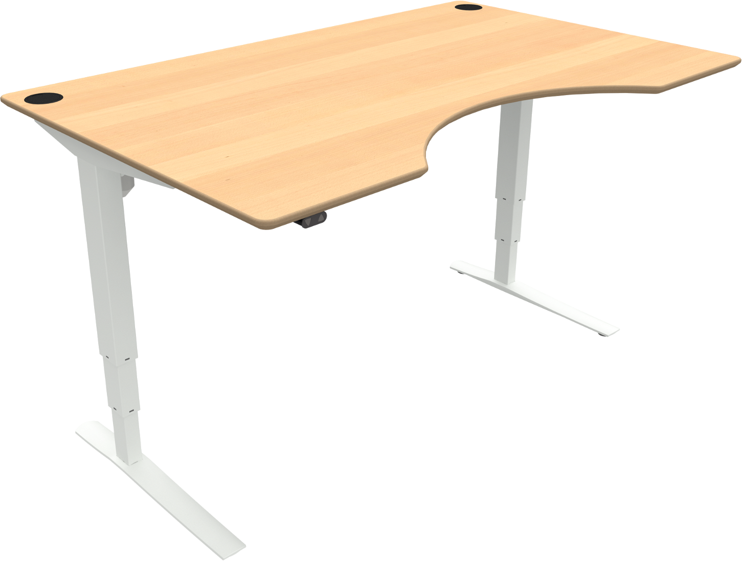 To-bens Hæve-sænkebord Skrivebord Med Centerudskæring Zennord Riserest 160x100 Cm Højde 65-125 Cm Naturhvid  5704142141205|570414