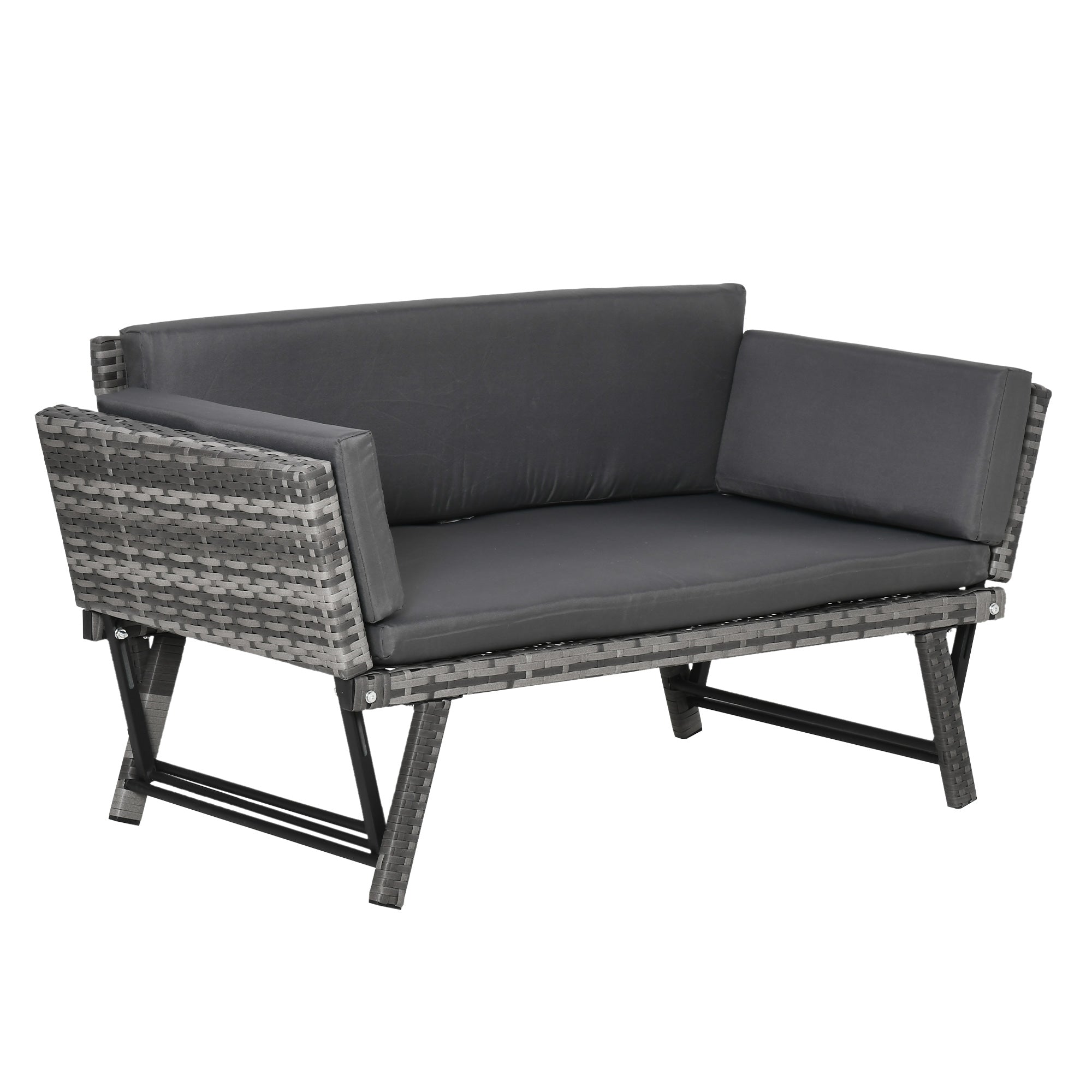 Moderne Polyrattan Havesofa til 2 personer - Stålgrå