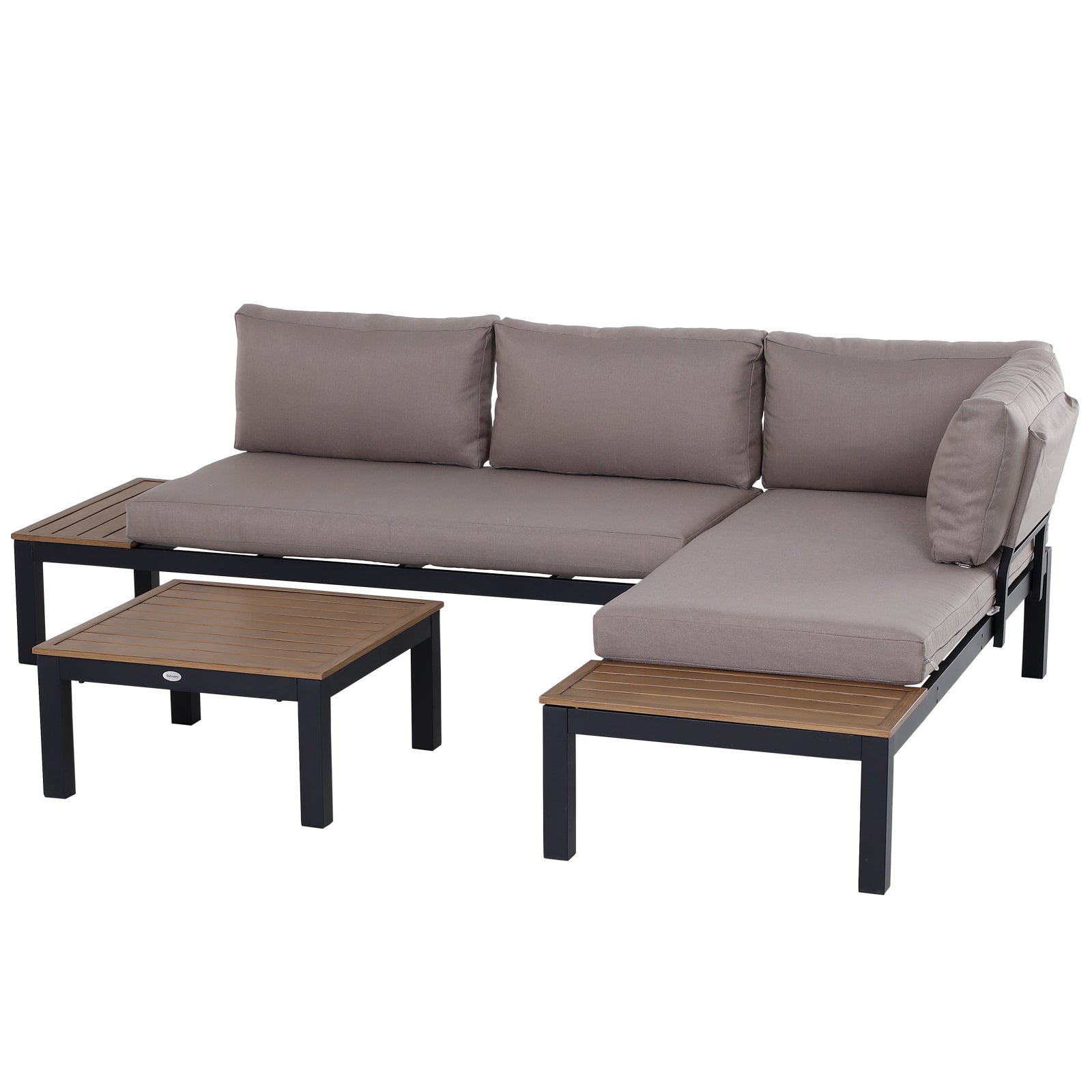 Havemøbelsæt til 3 personer med sidebord og hynder