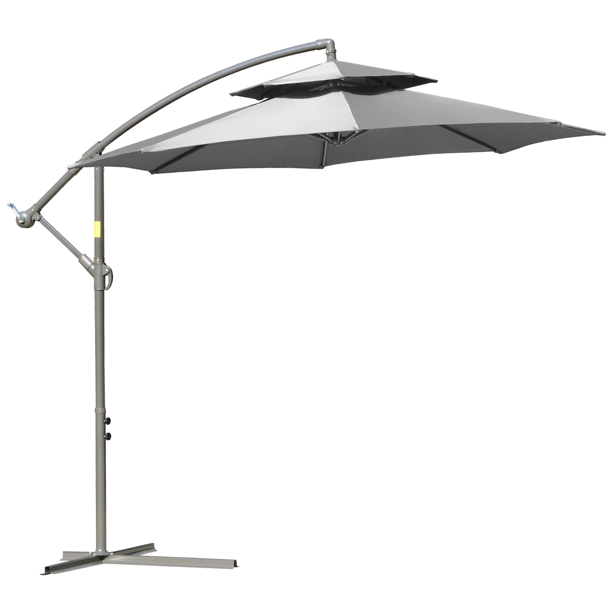 Fritbærende Svingparasol med Dobbelt Tag - Lysegrå  Ø267 cm