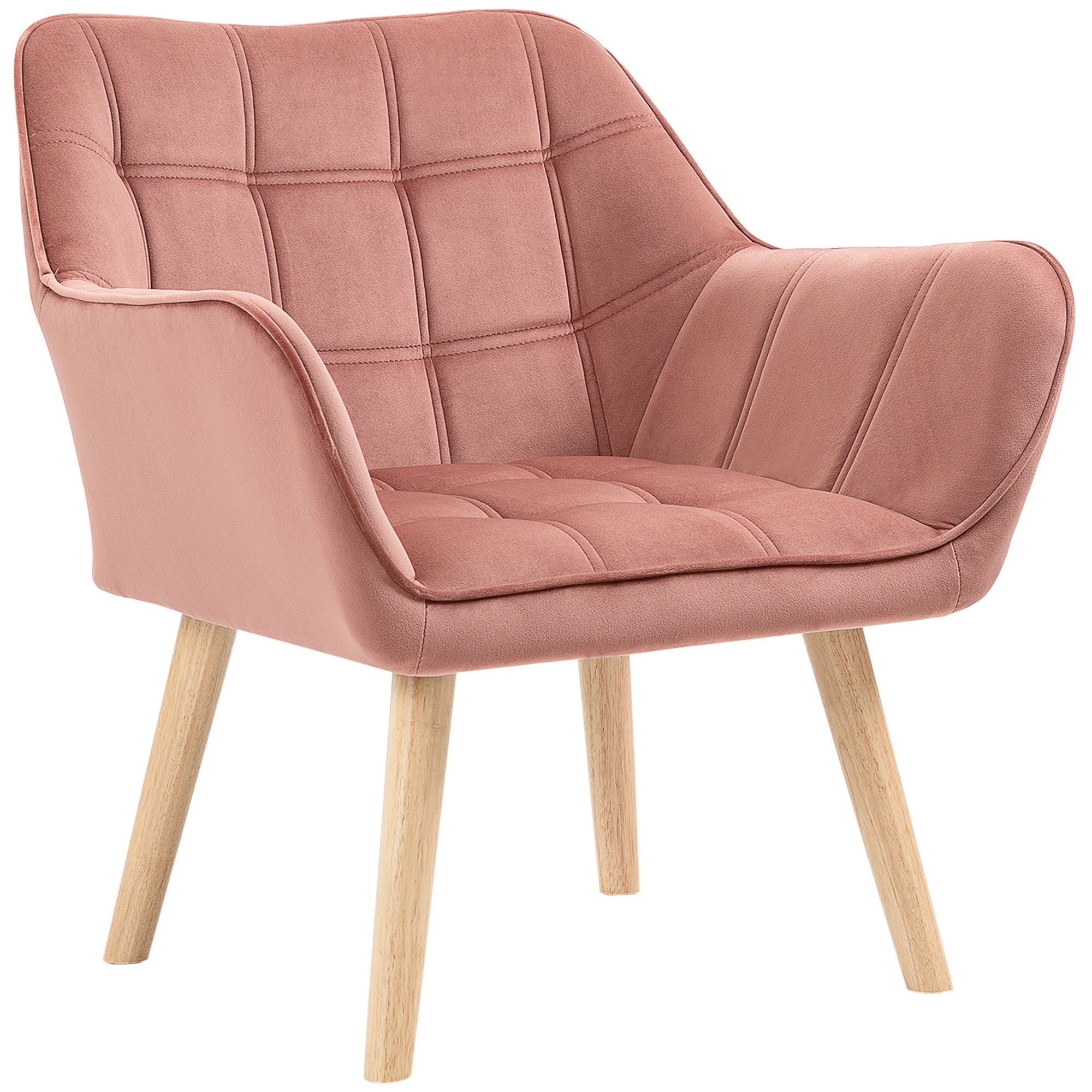 Skandinavisk Fløjl Lænestol i Pink - Perfekt til Læsehjørne