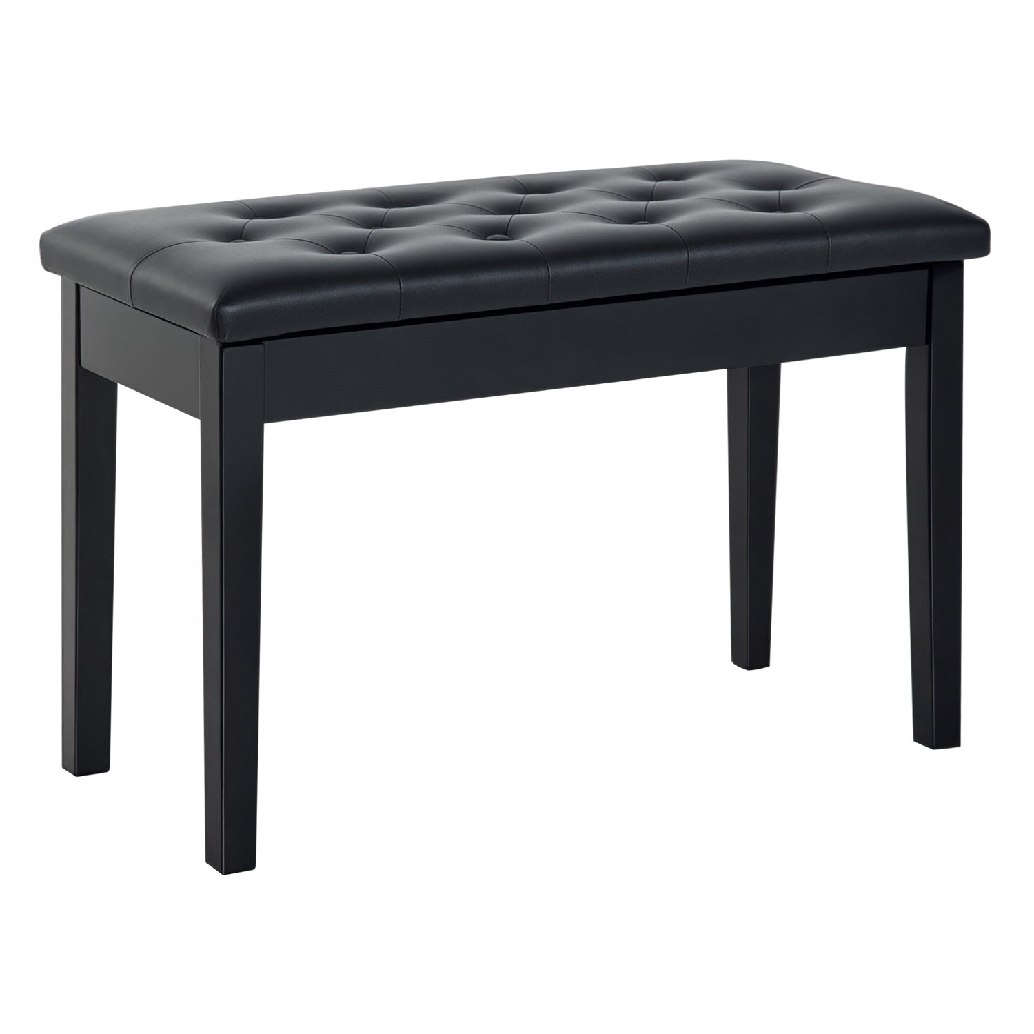 Klaverstol Klaverbænk Med Skjult Opbevaringsplads Klaverstol Med Kunstlæderhynde Klaverbænk Keyboardbænk I Massivt Træ Til Klaver Keyboard 76 X 36 X 50 Cm Sort  4250871210350