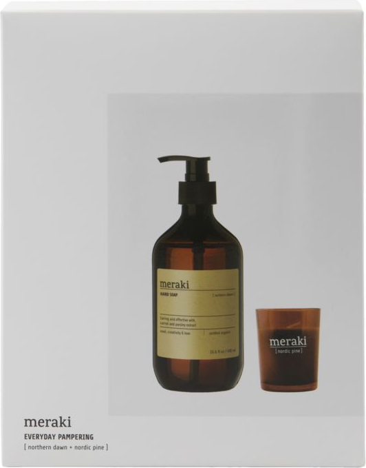 Gaveæske Meraki Kitchen Essentials Gavesæt Med økologisk Håndsæbe 490 Ml Og Duftlys 12 Timers Brændetid  5707644864061