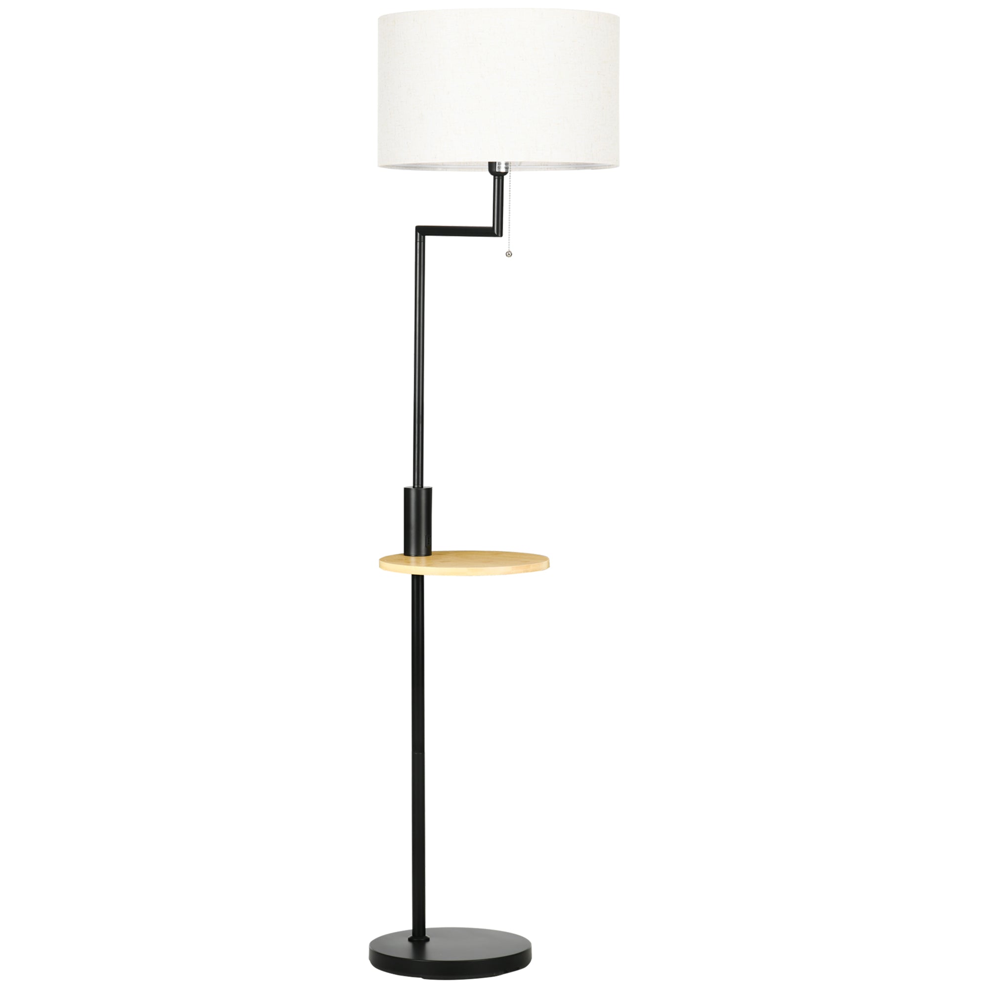 Elegant Gulvlampe med Hylde i Bambus - Moderne Design
