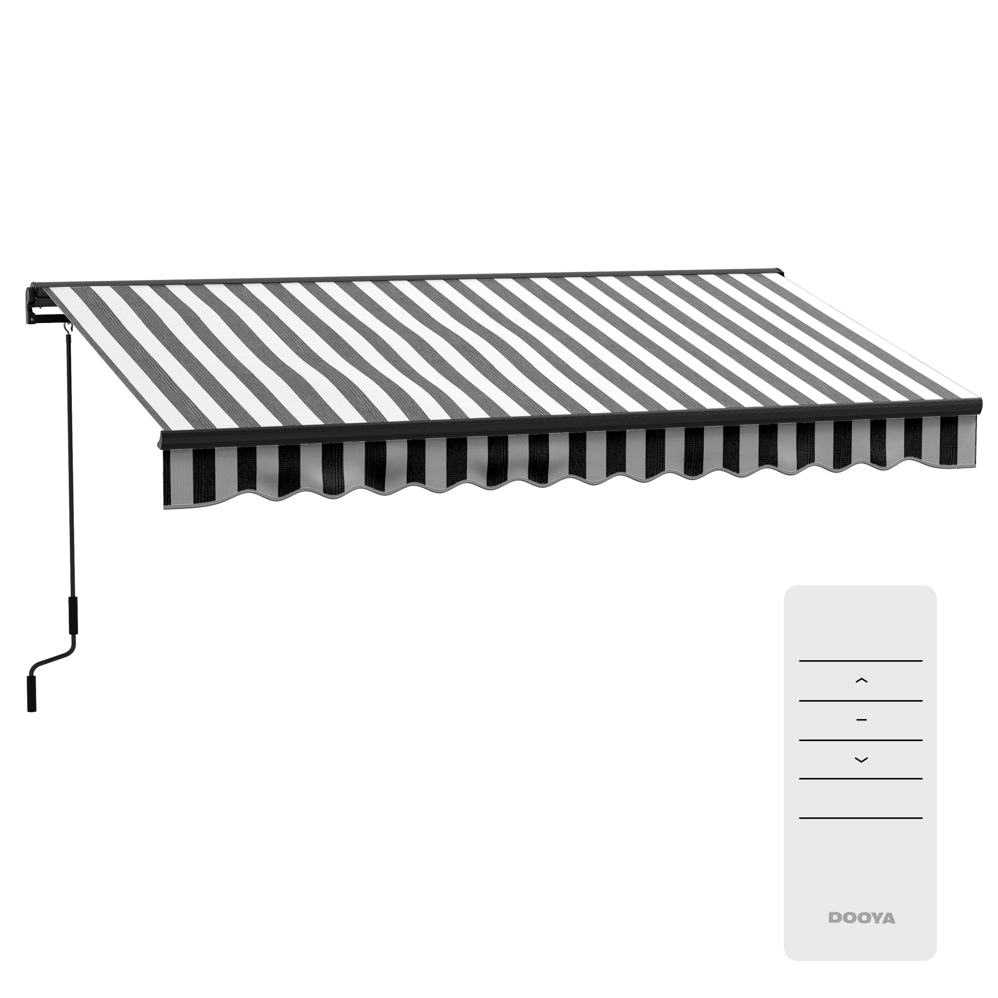 Terrassemarkise 395x250 cm - Vejrbestandig, Grå/Hvid