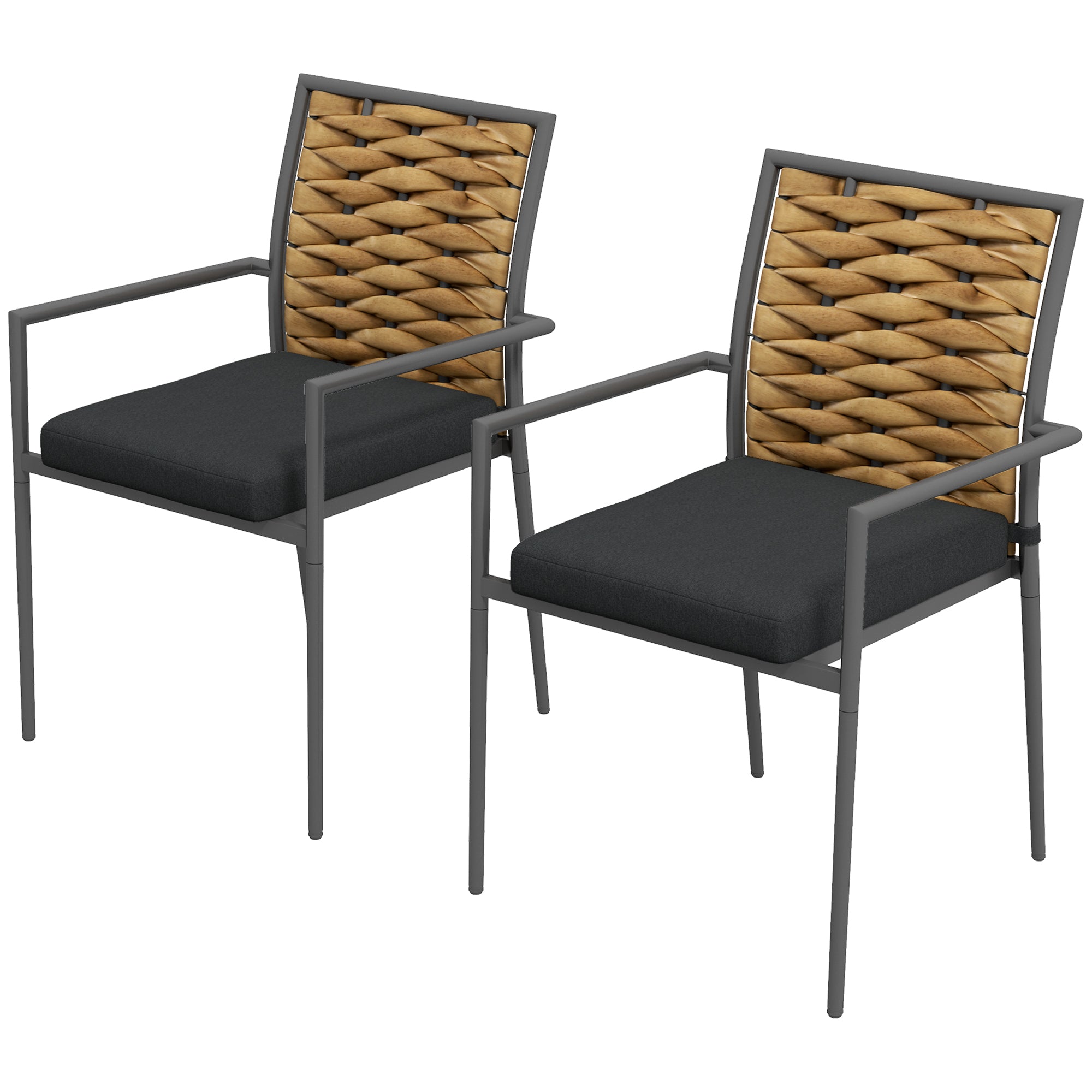 Moderne Vejrbestandige Havestole i Brunsortgrå Design