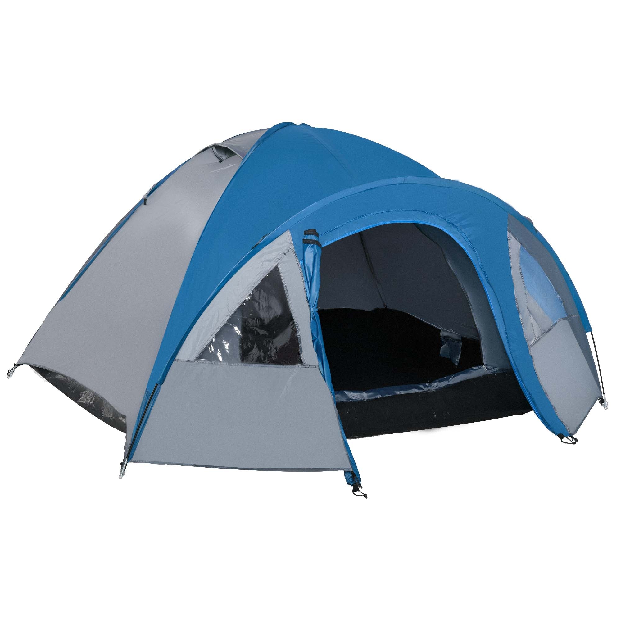 Campingtelt Til 4 Personer Helårsbrug 300 X 250 X 130 M Blå Og Grå  4250871267415