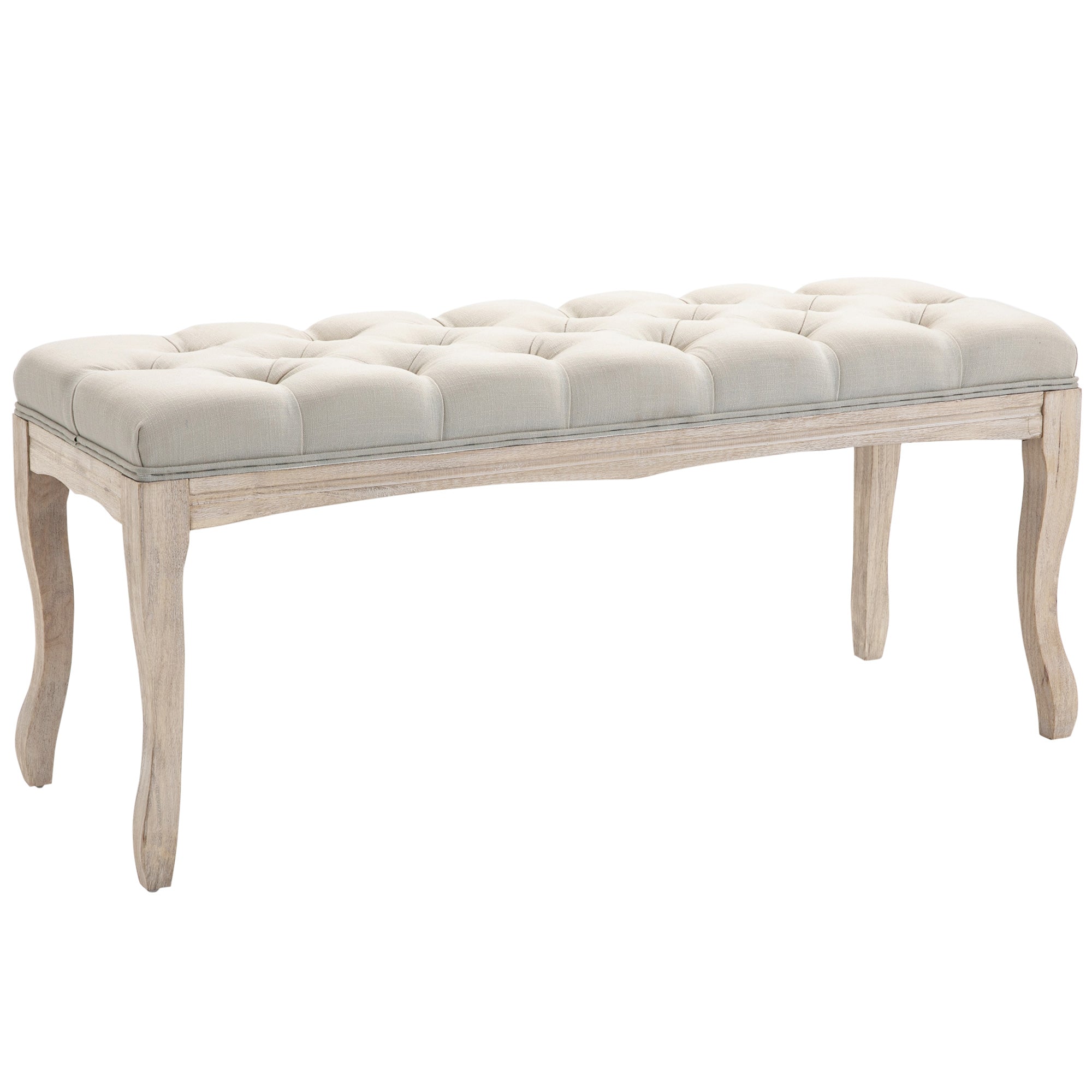 Vintage Polstret Bænk til Stue og Entré - Beige Elegance