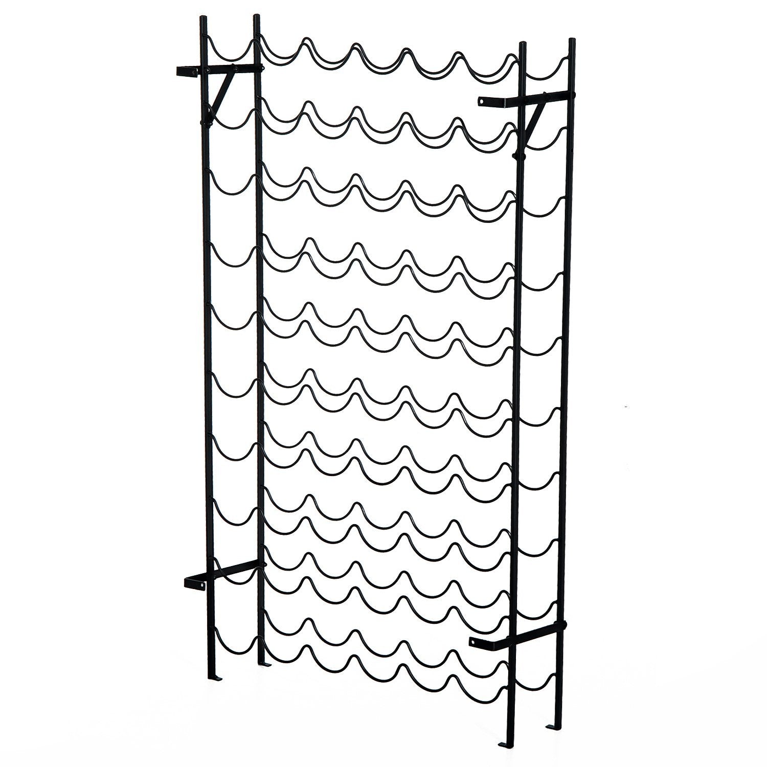 Vinreol Vinstativ Flaskereol 60 Flasker Vægmonteret Metal Sort  4250871243044