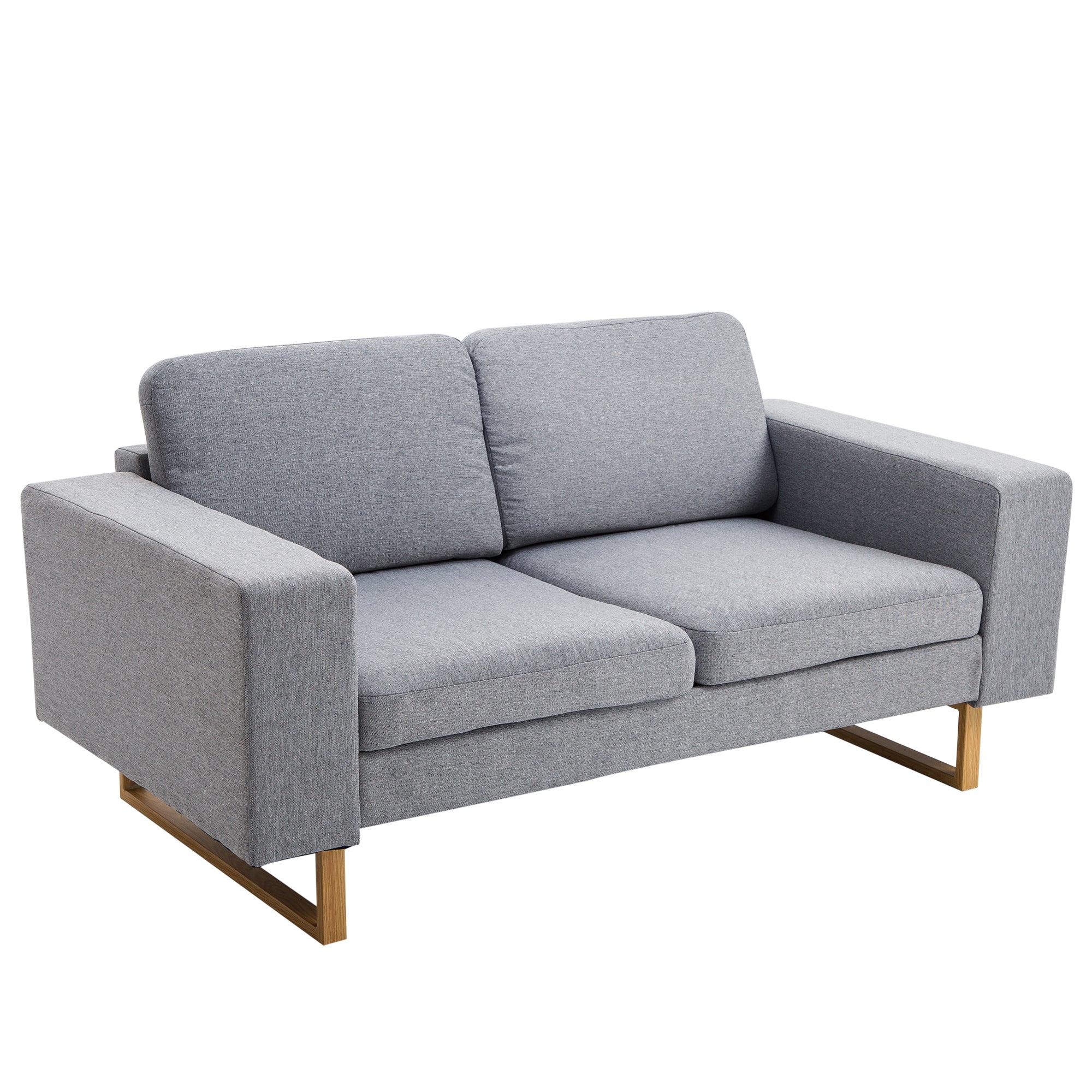 ? 2-personers Sofa Stofsofa Hjørnesofa Polstret Sofa Siddemøbler Armlæn Træ Lysegrå 145 X 82 X 78 Cm  4250871264490