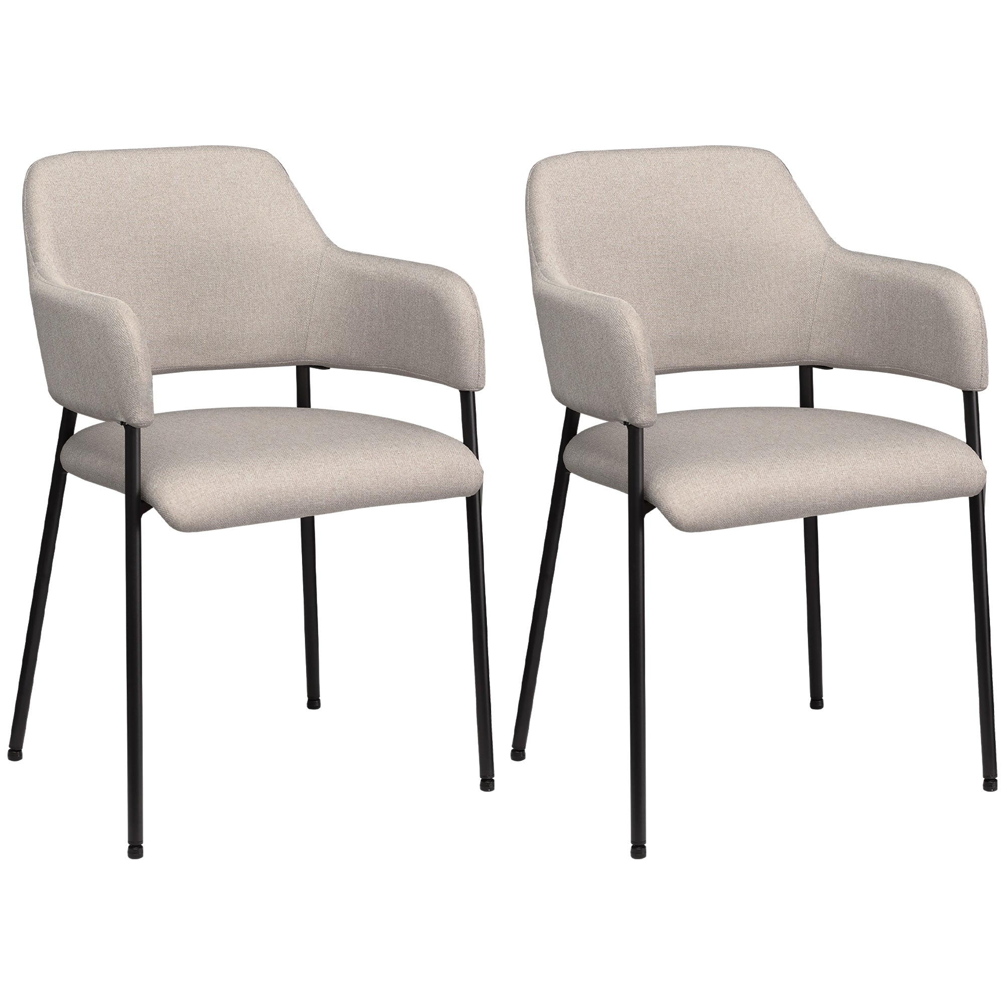 Sæt med 2 elegante spisebordsstole i hørlook - Beige