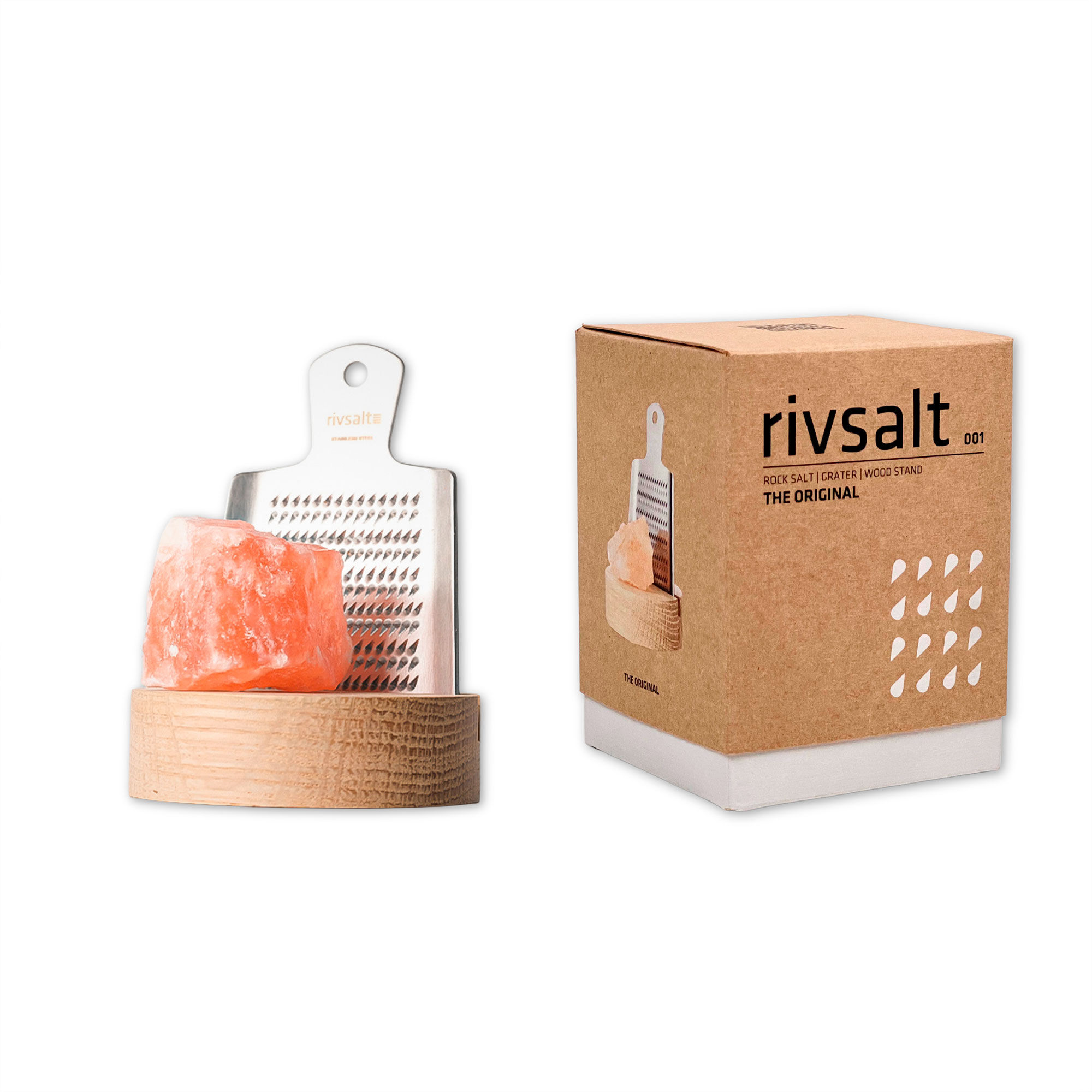 Rivsalt Original Sæt Med Rivejern Saltsten Og Bordstativ I Eg  7350130480009