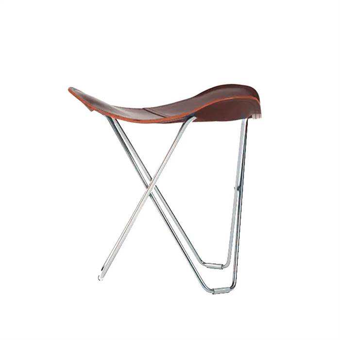Cuero Pampa Flying Goose Taburet - Krom Stel - Chocolate