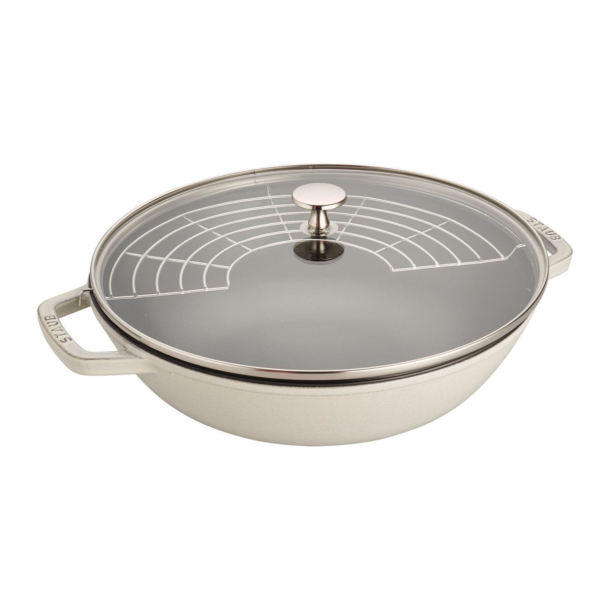 Wok I Støbejern Med Glaslåg 30 Cm White Truffle  3272340040450