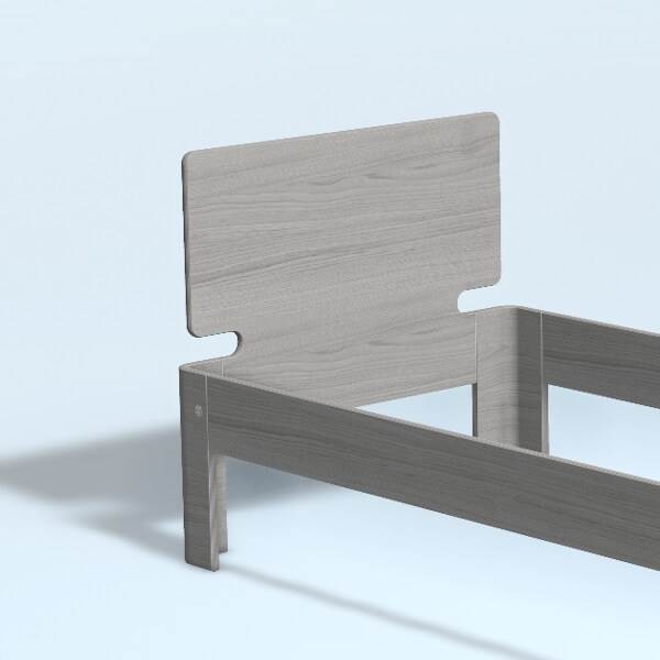 Auping Auronde Gavl - Enkeltseng - Høj Model - Chalk Grey Oak - 80 Cm