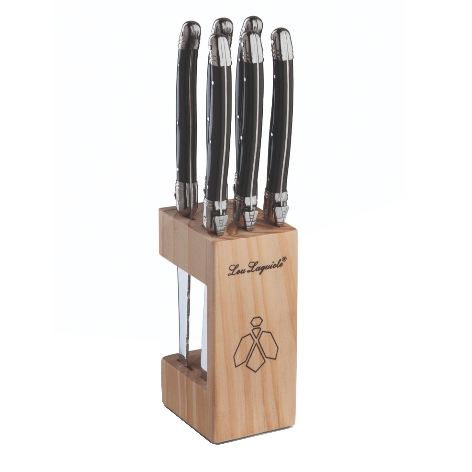 Steakknive I Træblok Antracit  3546698943603