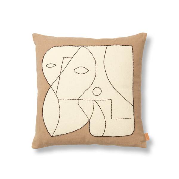 Ferm Living Figure Cushion - Dark Taupeoff White  5704723311935
