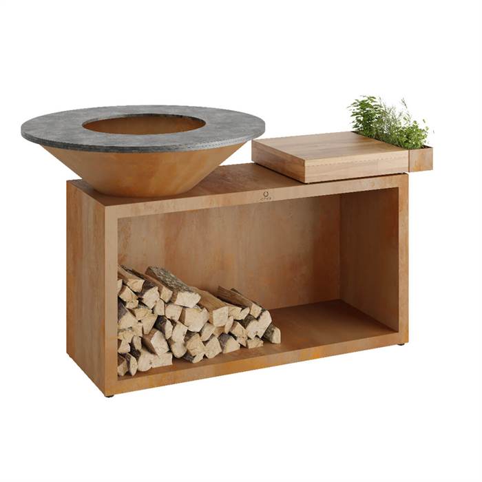 Ofyr Grill Island Corten 100 Teak Wood