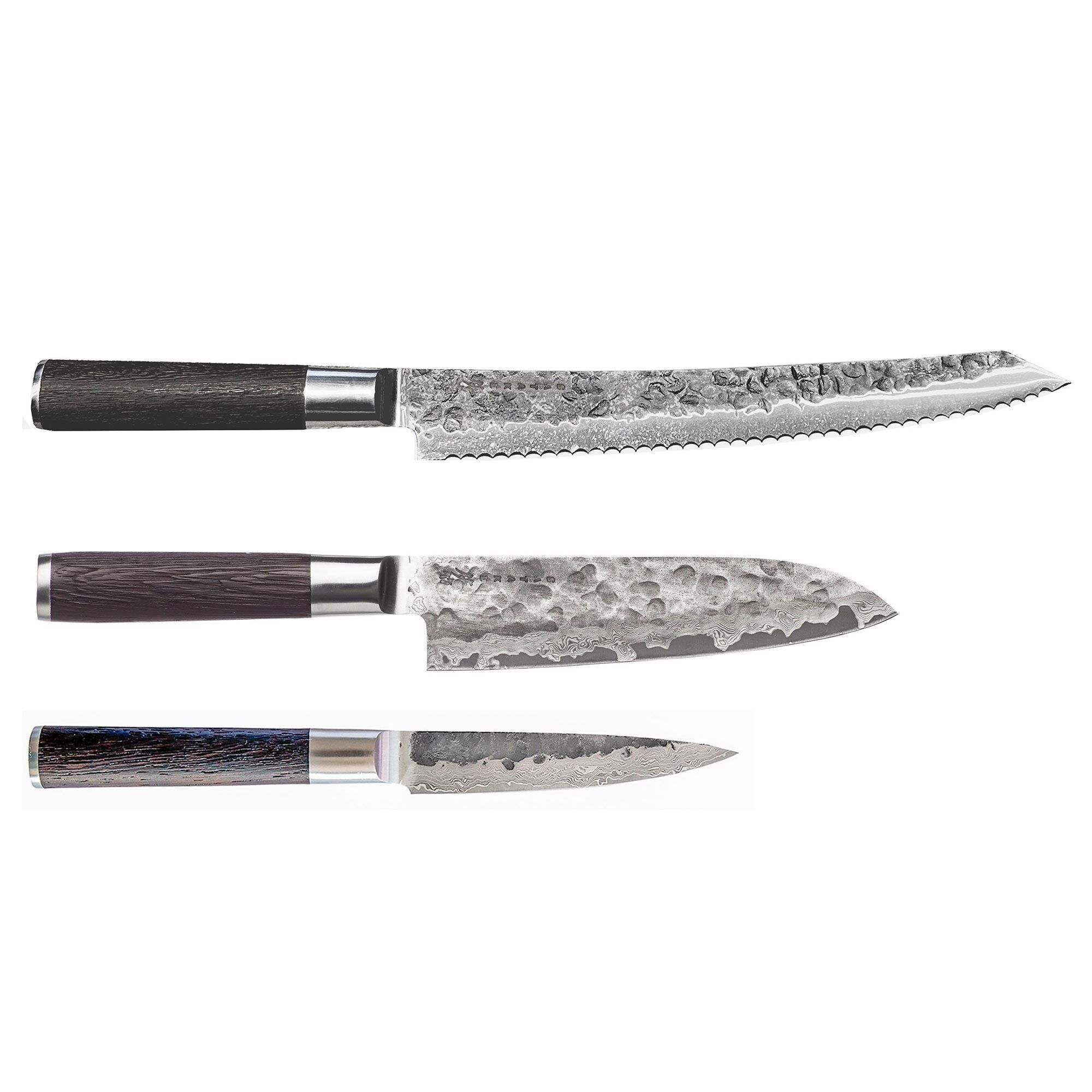 Kuro Knivsæt 3 Dele Brødsav Petty Santoku  7340039201683