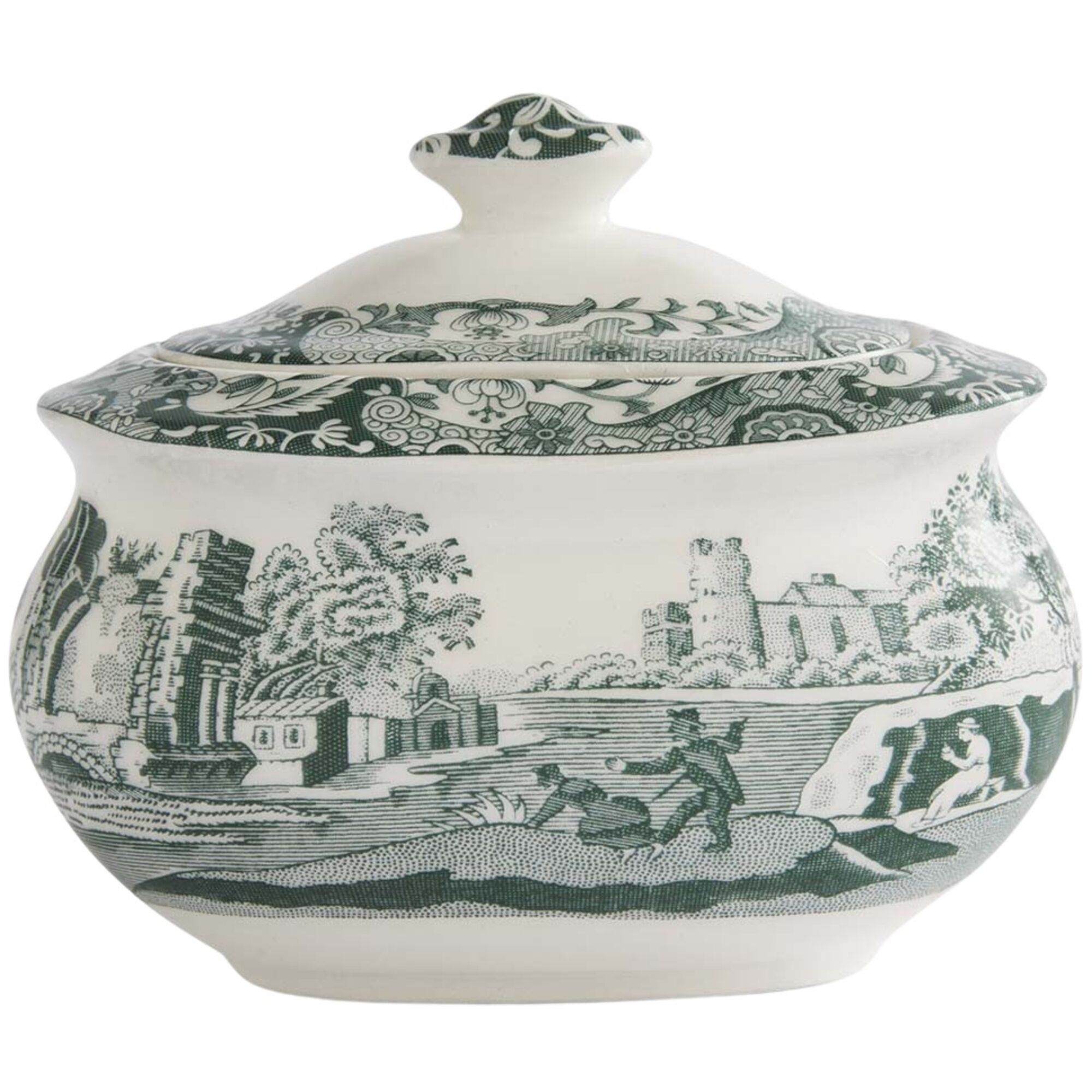 Heritage Green Italian Sukkerskål Med Låg 25 Cl Grønhvid  749151848368