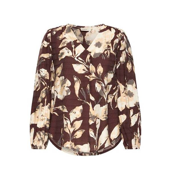 Fransa Frariana Bluse - Elegant V-hals i Floral Design