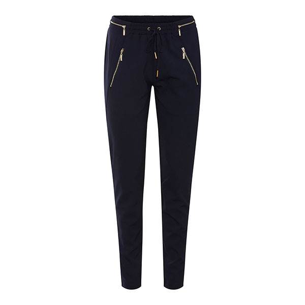 Elegant Navygold Casual Bukser med Guld Lynlås
