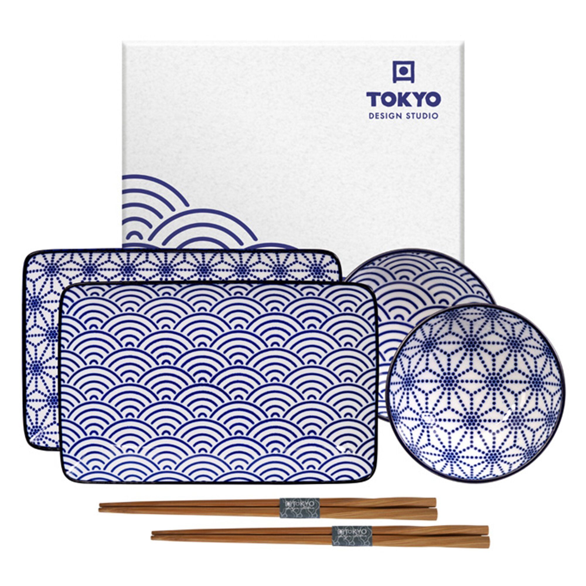 Nippon Blue Sushisæt 6 Dele Stjernerbølger  8719323549012